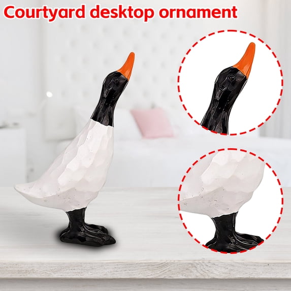Head-Tilted Duck Garden Statue Ornament - 6.8Inch (17Cm) Height Unique Quirky Head-Tilted Design For Outdoor Indoor Gardens Patio Yard Lawn Decoration - For Gardeners, Homeowners,