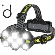 Head Torch Rechargeable 2023 Upgraded 22000 Lumen Head Torches LED Super Bright Rechargeable Headlight 10 LEDs 10 Modes Headlamp Hands
