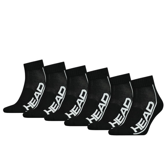Head Unisex Crew Socks, 6-Pack - Performance Quarter Ecom, Mesh, Logo Black 39-42 (Uk 6-8)