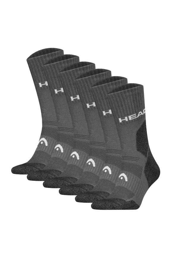 Unisex Hiking Socks, 6-Pack - Hiking All Climates Crew, Sports Socks, Logo Grey 35-38