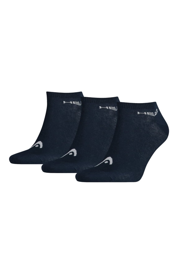 Unisex Sneaker Socks, Pack Of 3 - Soft Cotton Mix, Unicoloured Blue 35-38 (Uk 2.5-5)