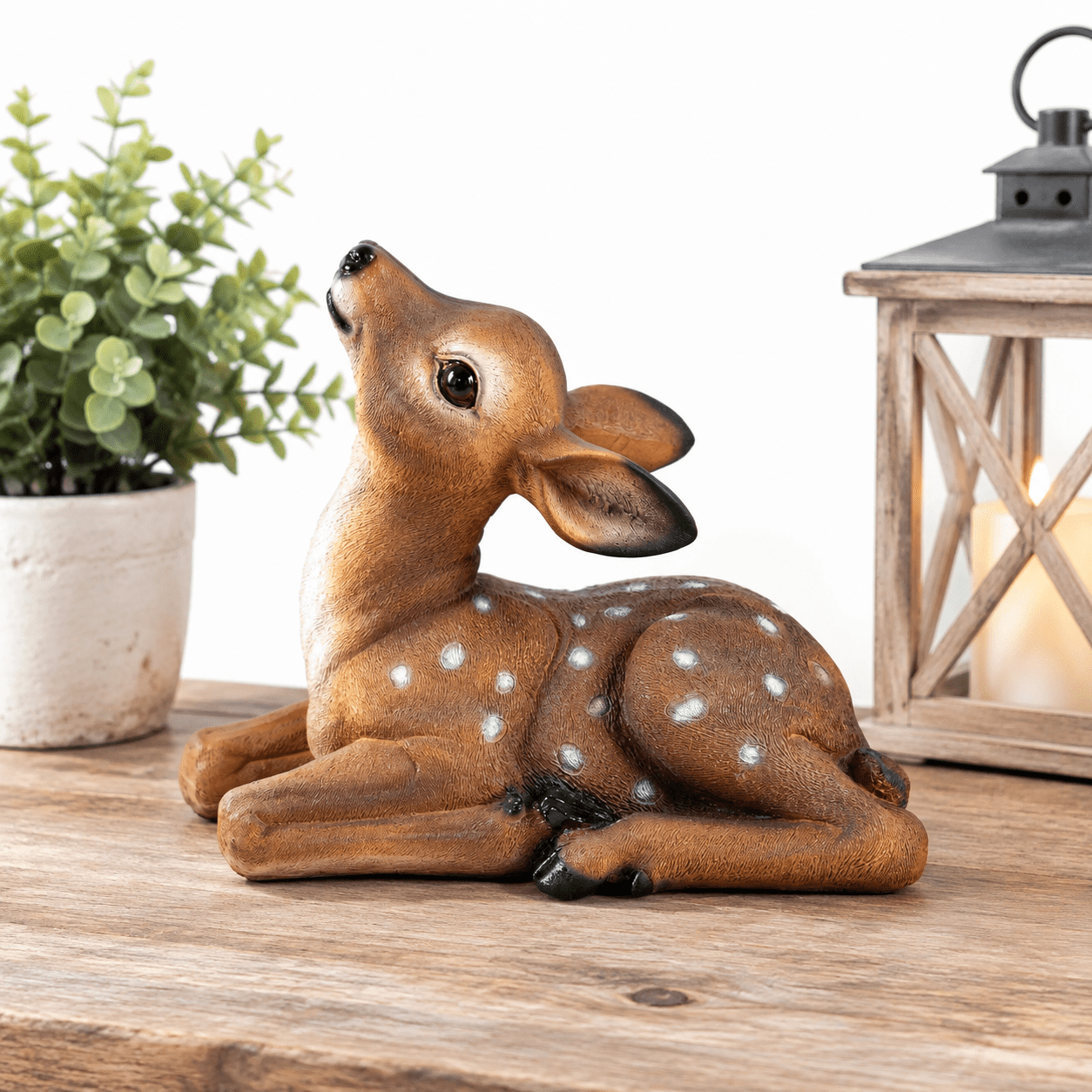 Head - Up Deer Garden Statue Outdoor Decorative Sculpture with Spotted ...
