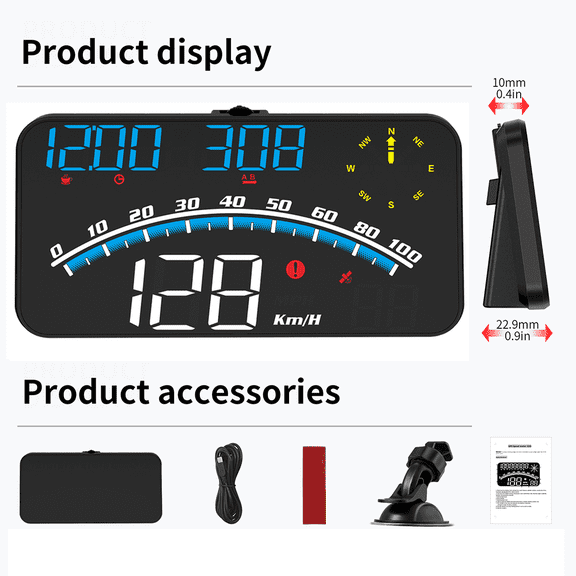 Head-Up Display (for Vehicle Speedometer) Digital Speedometer Windshield Projector Automotive Electronics Accessories