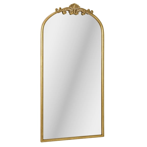 Head West Arch Antique Gold Ornate Metal Framed Accent Wall Mirror - 21" x 42"