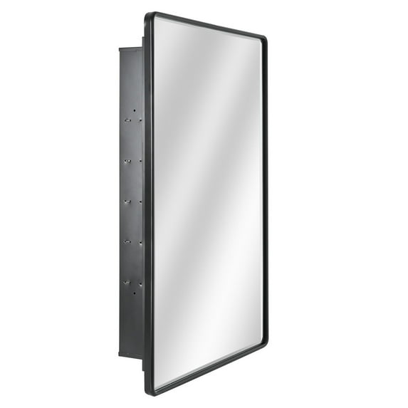 Head West Black Metal Medicine Cabinet with Beveled Mirror - 21" x 34"