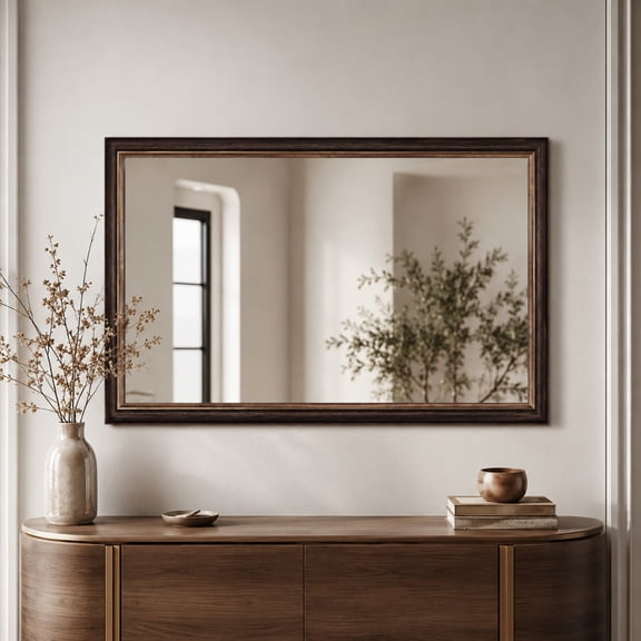 Head West Bronze & Copper Oil-Rubbed Framed Rectangle Wall Mirror with 4 D-Ring Hangers - 28" x 40"