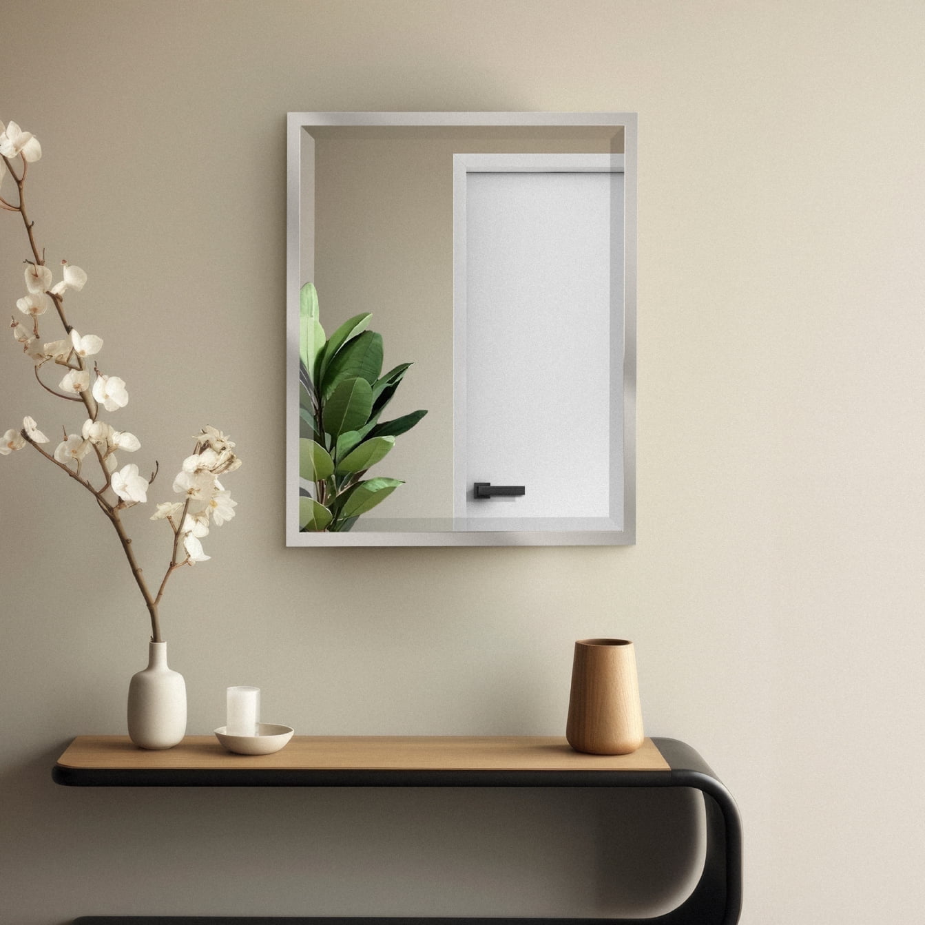Modern Kids 24"x30" Stainless Steel Chrome-Finished Bathroom Vanity Mirror