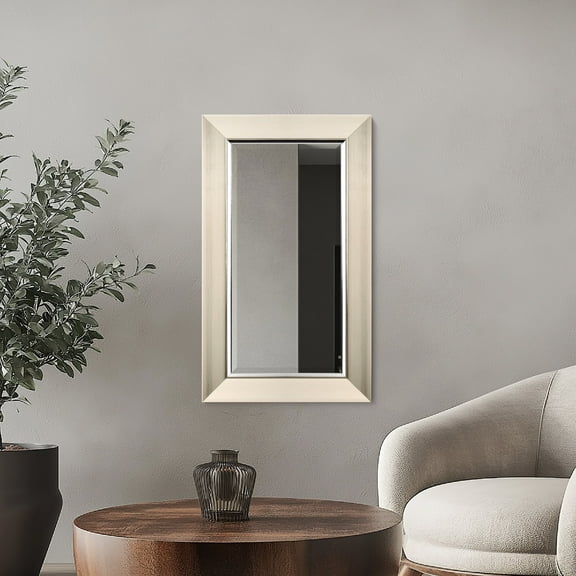 Head West Brushed Nickel Frame Vanity Mirror with Chrome Liner - 17" x 29"