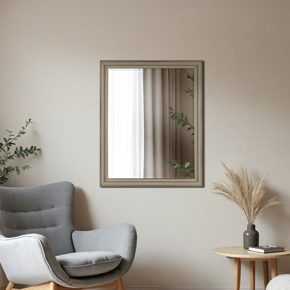 Head West Oil Rubbed Antique Brushed Nickel Framed Wall Mirror - 32" x 26"