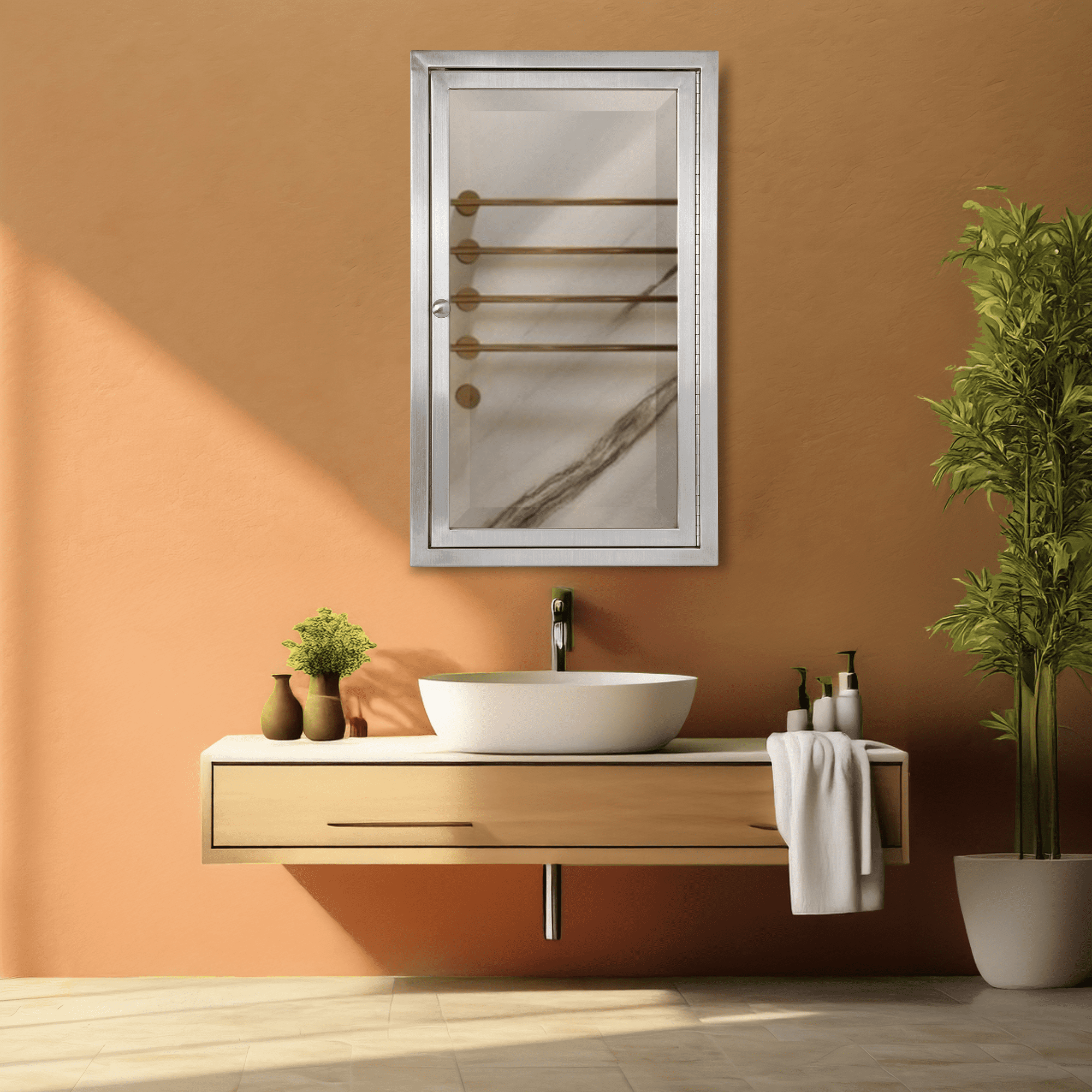 Head West Brushed Nickel Stainless Steel Recessed Medicine Cabinet ...