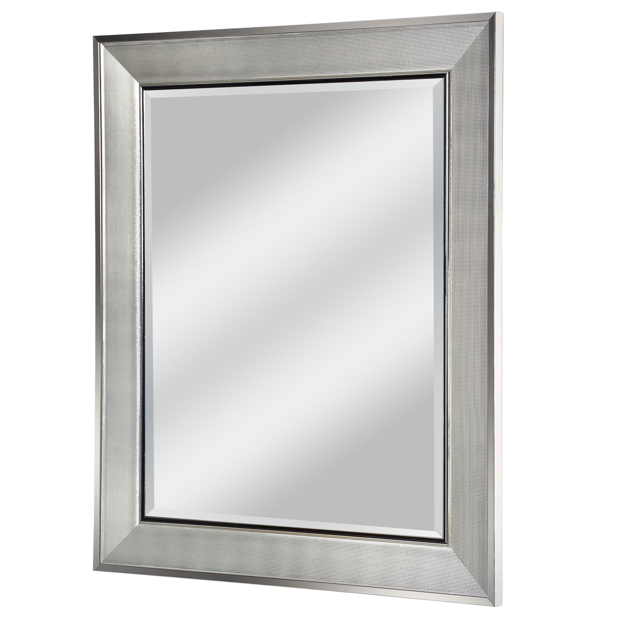 Pavé Chrome Frame Rectangular Beveled Wall Mirror - 29 x 35