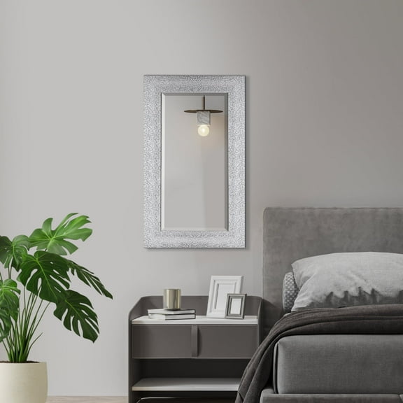 Head West Chrome and White Tile Textured Frame Vanity Accent Mirror - 17" x 29"