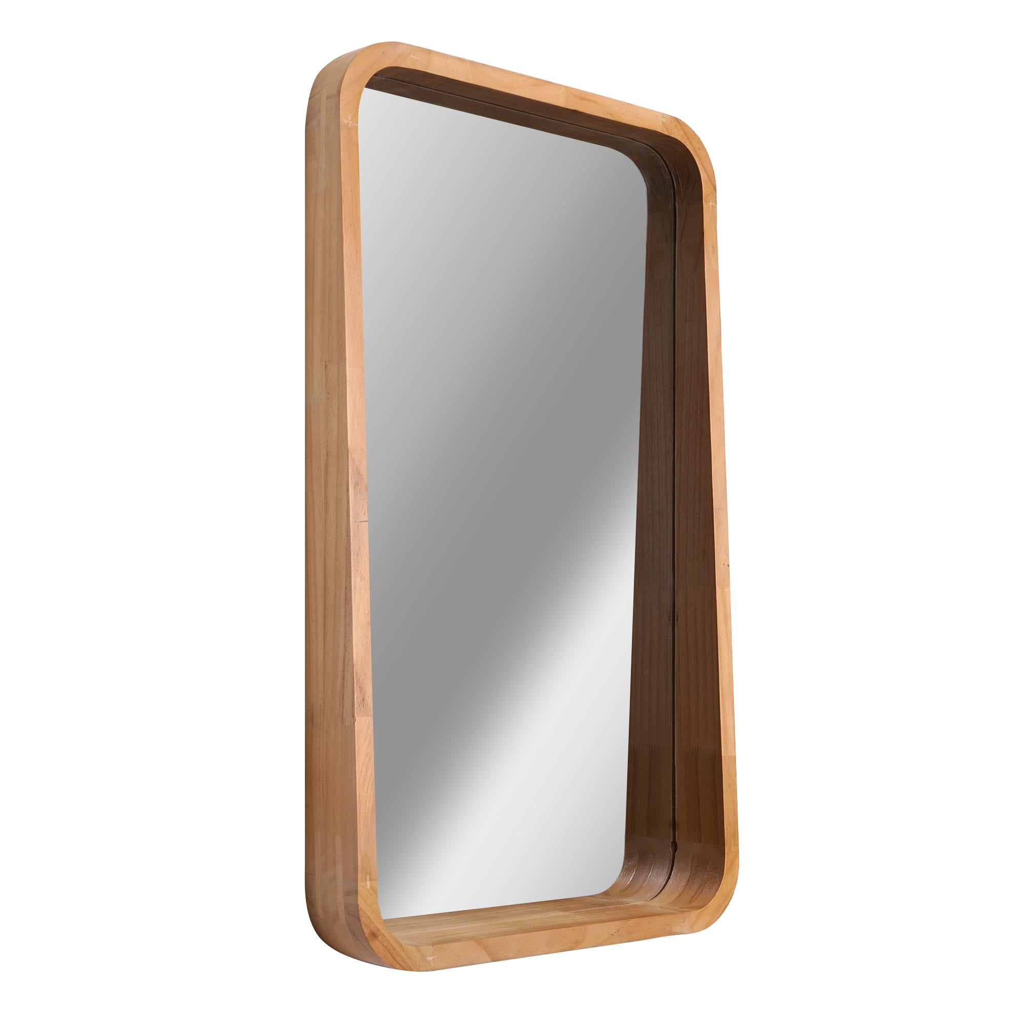 Contemporary Natural Wood Rectangular Wall Mirror 13" x 17.5"