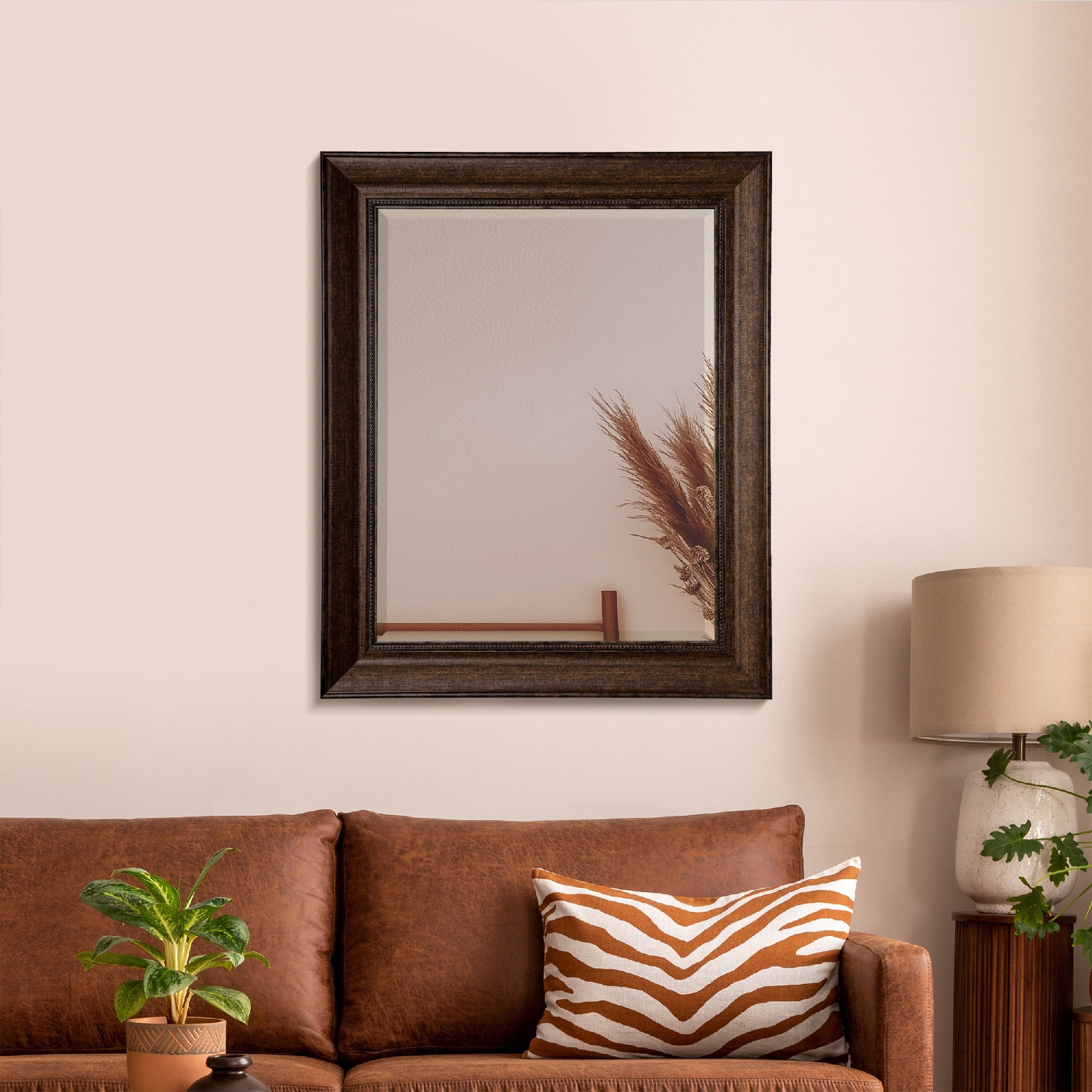 Elegant Beaded Bronze Rectangular Vanity Wall Mirror - 28.5 x 34.5
