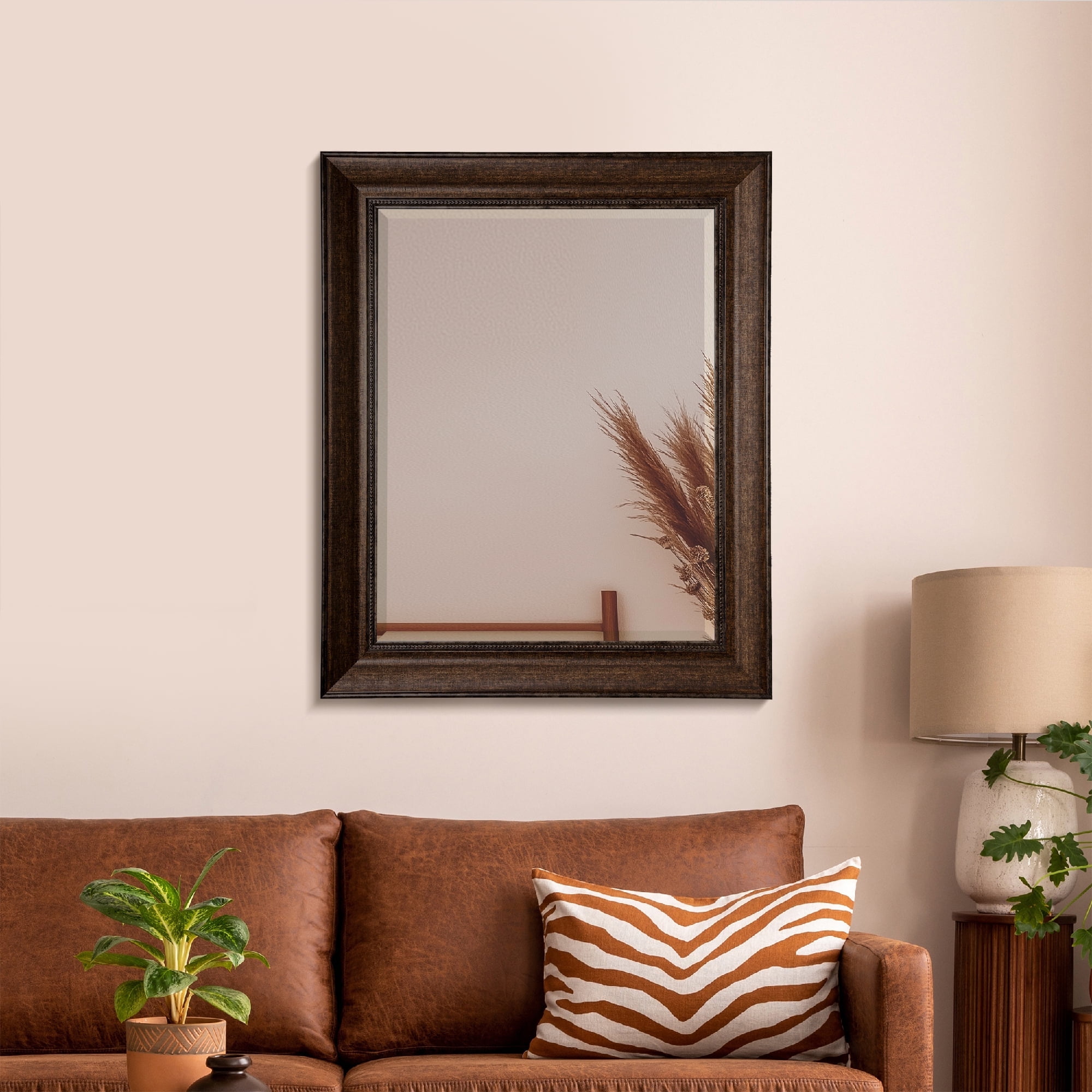 Elegant Beaded Bronze Rectangular Vanity Wall Mirror - 28.5 x 34.5