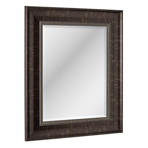 Head West Antique Embossed Bronze Wall Mirror for Living Room Entryway Bathroom Vanity - 26" x 32"