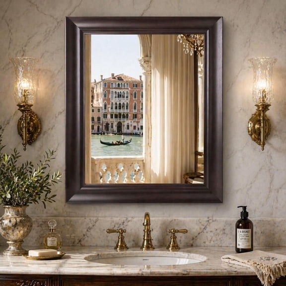 Head West Espresso Rectangular Framed Wall Vanity Mirror - 24" x 30"