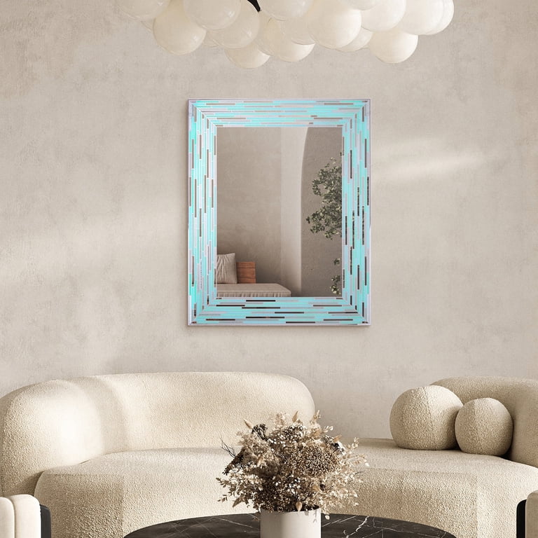 Image showcasing Bathroom Mosaic Mirror Coastal Dreams Elongated Hex Glass Mosaic Tile