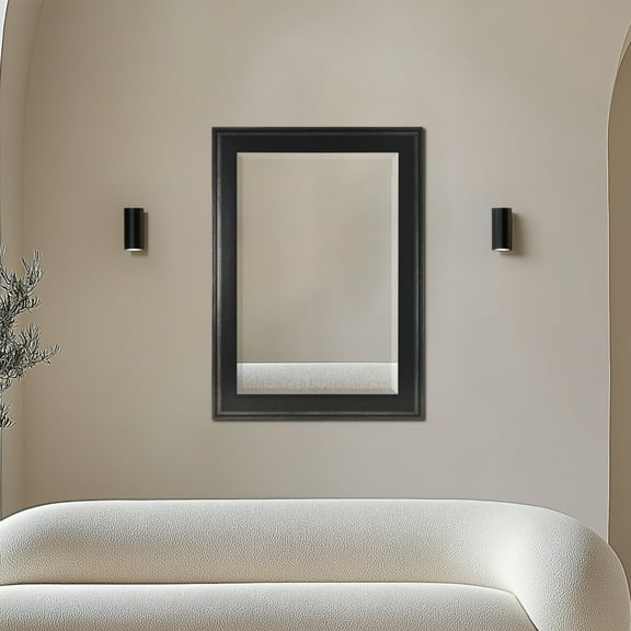 Head West Head West 31.5 in x 43.5 in Two-Step Wall Mirror, Black