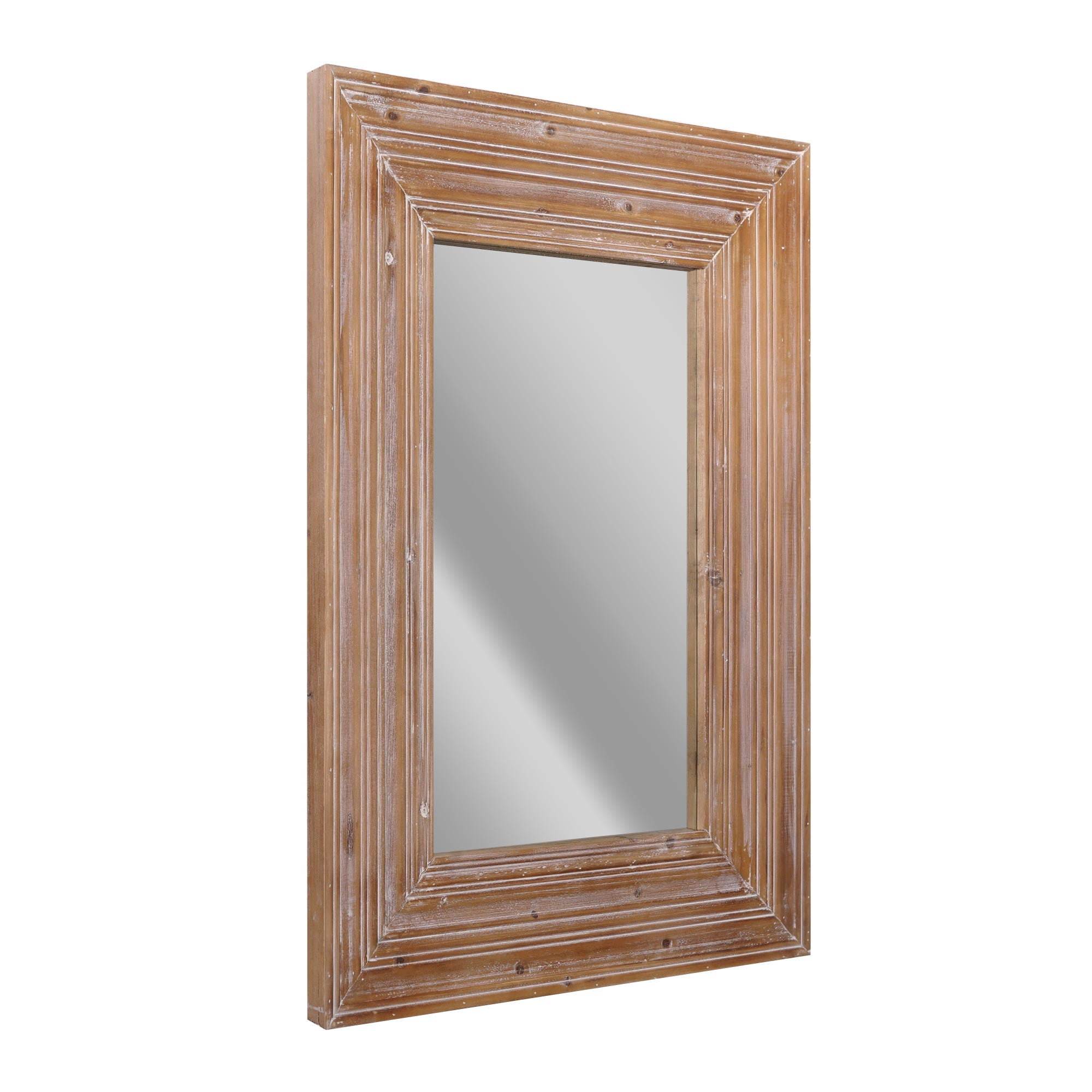 Natural Whitewash Wood Farmhouse Rectangular Wall Mirror - 30" x 40"