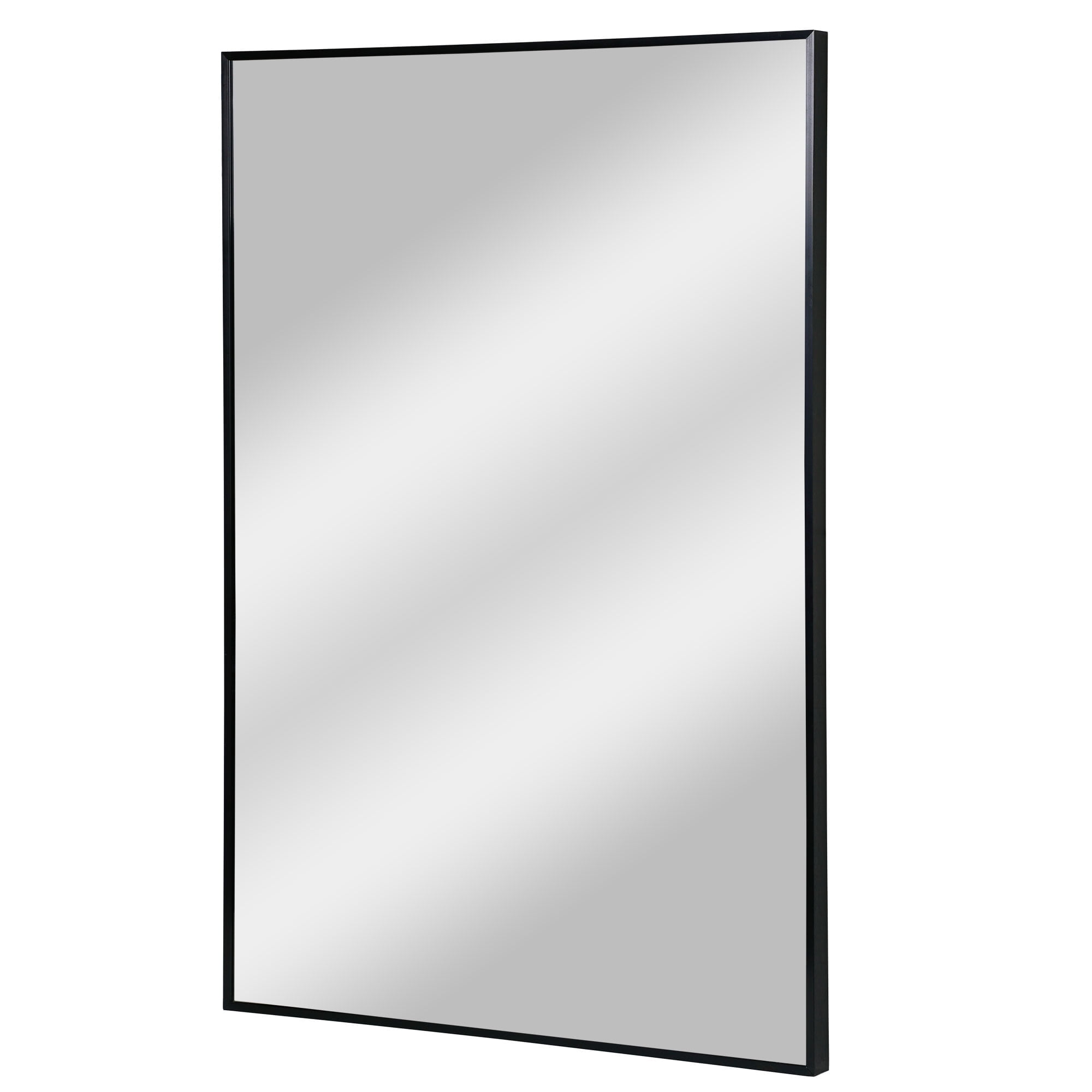 Rectangular Black Thin Metal Frame Decorative Wall Mirror - 24" x 36"