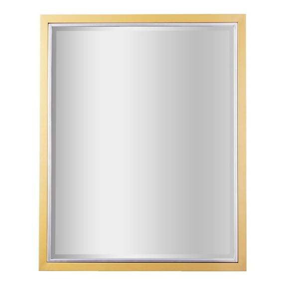 Head West Two-Toned Brushed Brass and Chrome Metal Framed Beveled Wall Vanity Mirror
