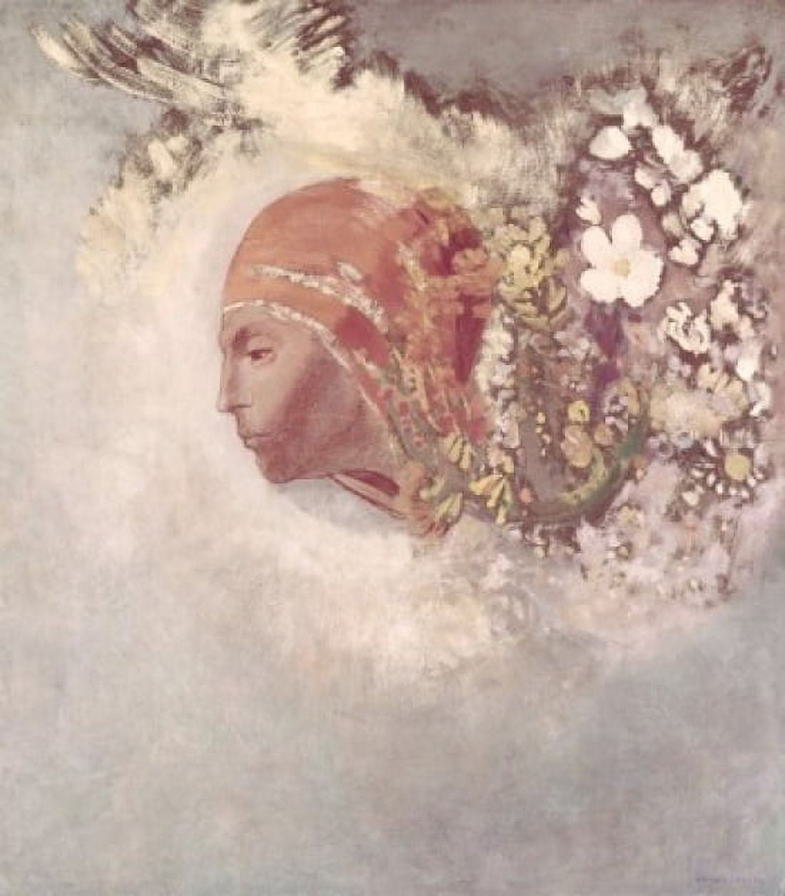 Head With Flowers C1895 Odilon Redon (1840-1916 French) Oil On Canvas Private Collection Canvas Art - Odilon Redon (24 x 36)
