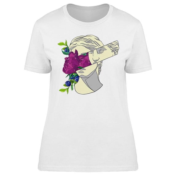 Head With Peonies And Blueberry T-Shirt Women -Image by Shutterstock, Female x-Large
