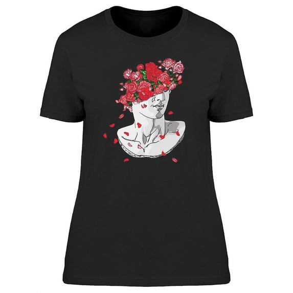 Head With Red Roses T-Shirt Women -Image by Shutterstock, Female x-Large