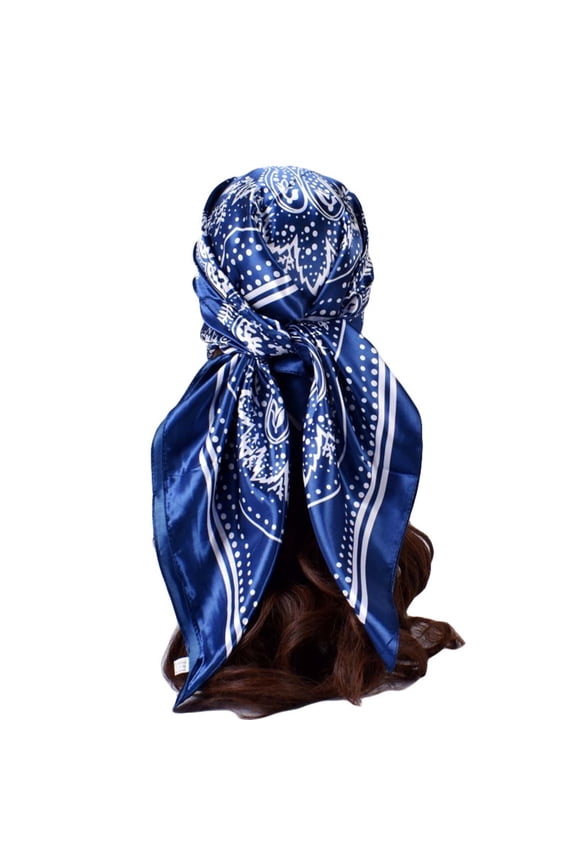 Head Wrap for Women Large 90cm Satin Square Scarf with Vintage Paisley Print Silk-Like Sleep Hair Wrap Neck Scarf for Bedtime Styling Daily Wear