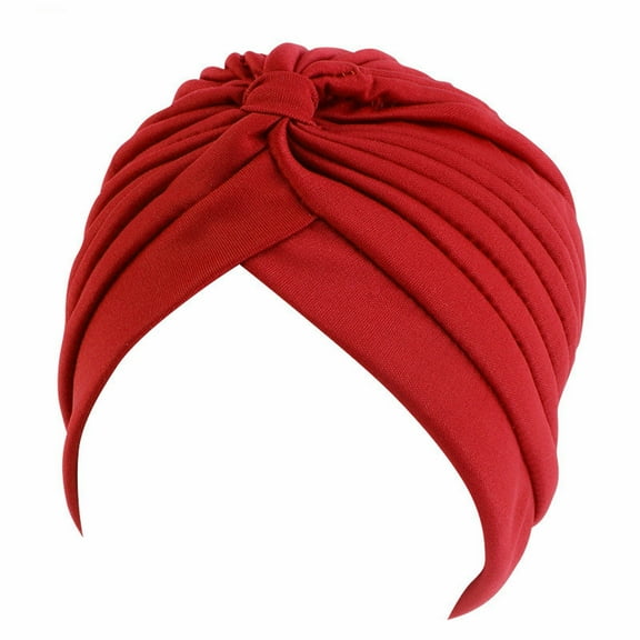 Head Wraps for Women, Comdrip 1 Stretch Turbans Pleated Headwraps Assorted Colors Head Hair Covers Solid Head Coverings for Women Sleeping Head Accessories Head Wraps for Black Women Red One Size
