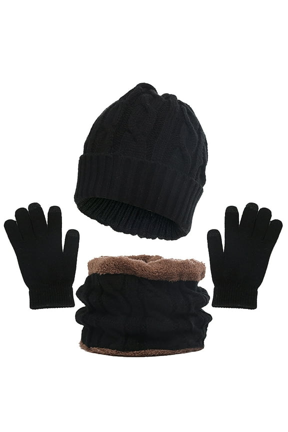Head Wraps for Women Beanie Hat Men Fall Warm Wool Scarf Gloves Slouchy Three Snow Knit Screen Mittens Scarves Sets Mens Winter Caps