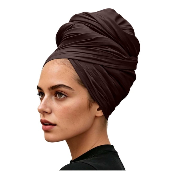 Head Wraps for Women Stretch Head Scarf Long Hair Wraps Turban Headwraps Jersey Coffee Free Size