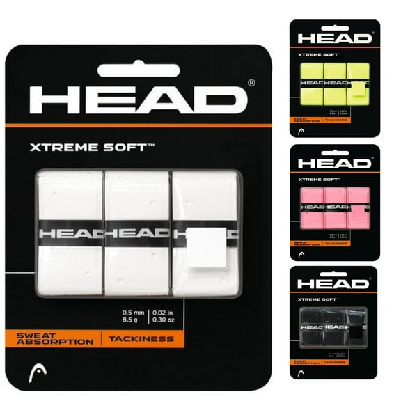Head Xtreme Soft Racquet Overgrip Tennis Racket Grip Tape 3 Pack Black, White, Pack US