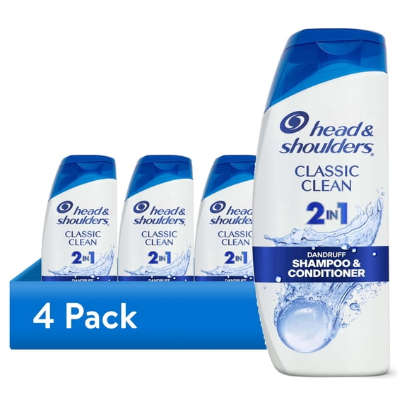 (4 pack) Head and Shoulders 2 in 1 Dandruff Shampoo and Conditioner, Classic Clean, 20.7 fl oz