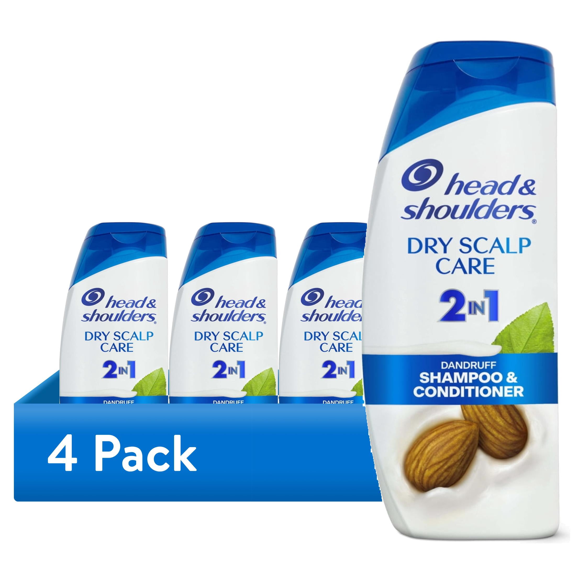 (4 pack) Head and Shoulders 2 in 1 Dandruff Shampoo and Conditioner, Dry Scalp Care 20.7 fl oz