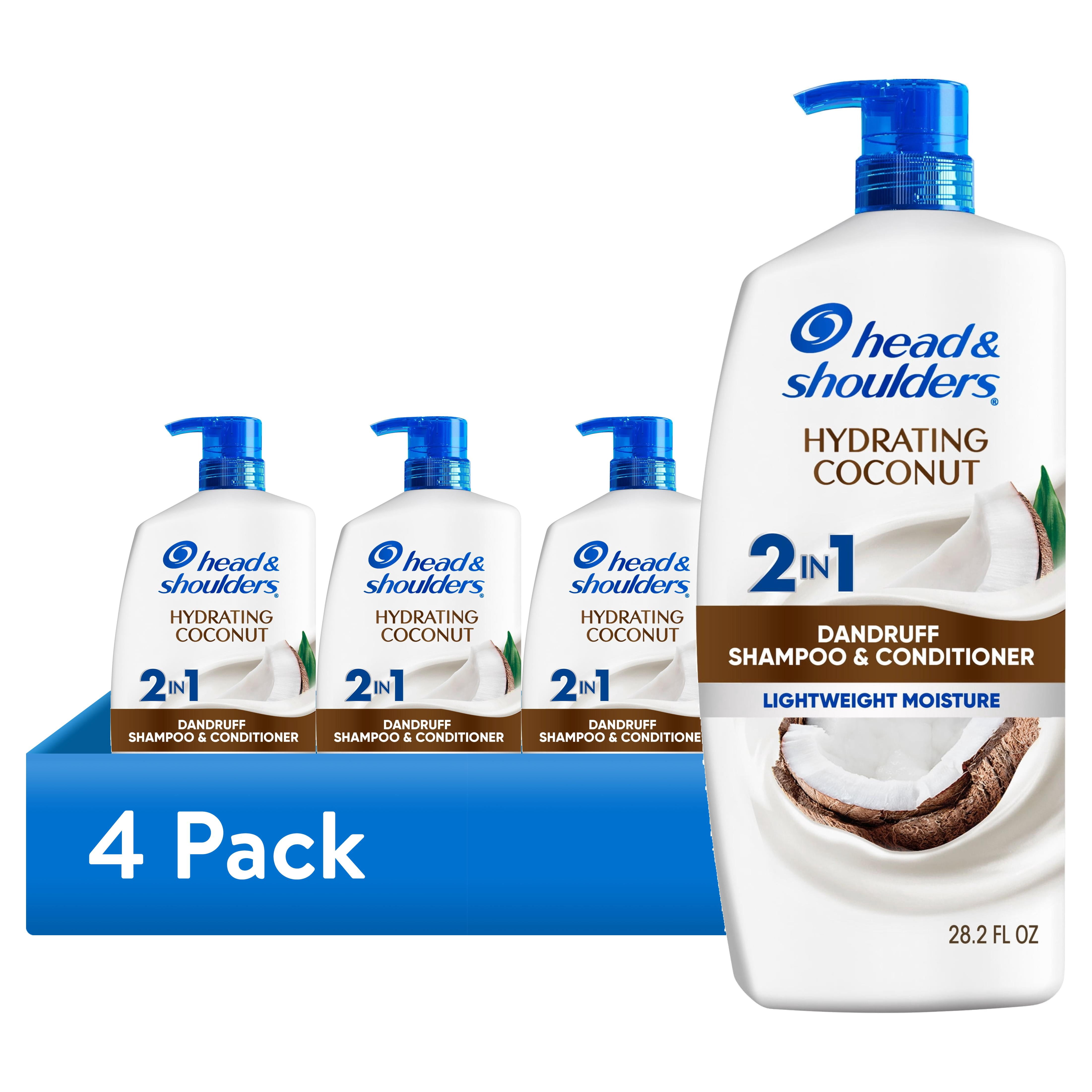 (4 pack) Head and Shoulders Dandruff Hydrating Coconut 2 in 1 Shampoo and Conditioner, with 1% Pyrithione Zinc, Color Safe, 28.2 fl oz
