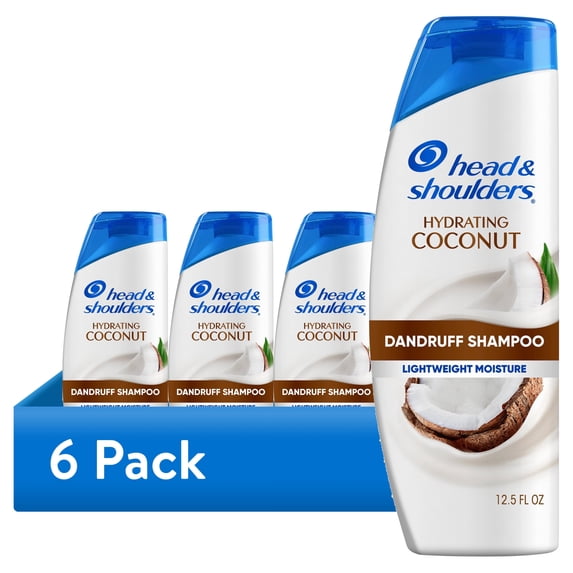 (6 pack) Head and Shoulders Coconut Dandruff Shampoo, Hydrating, Lightweight Moisture, Color Safe, 12.5 fl oz