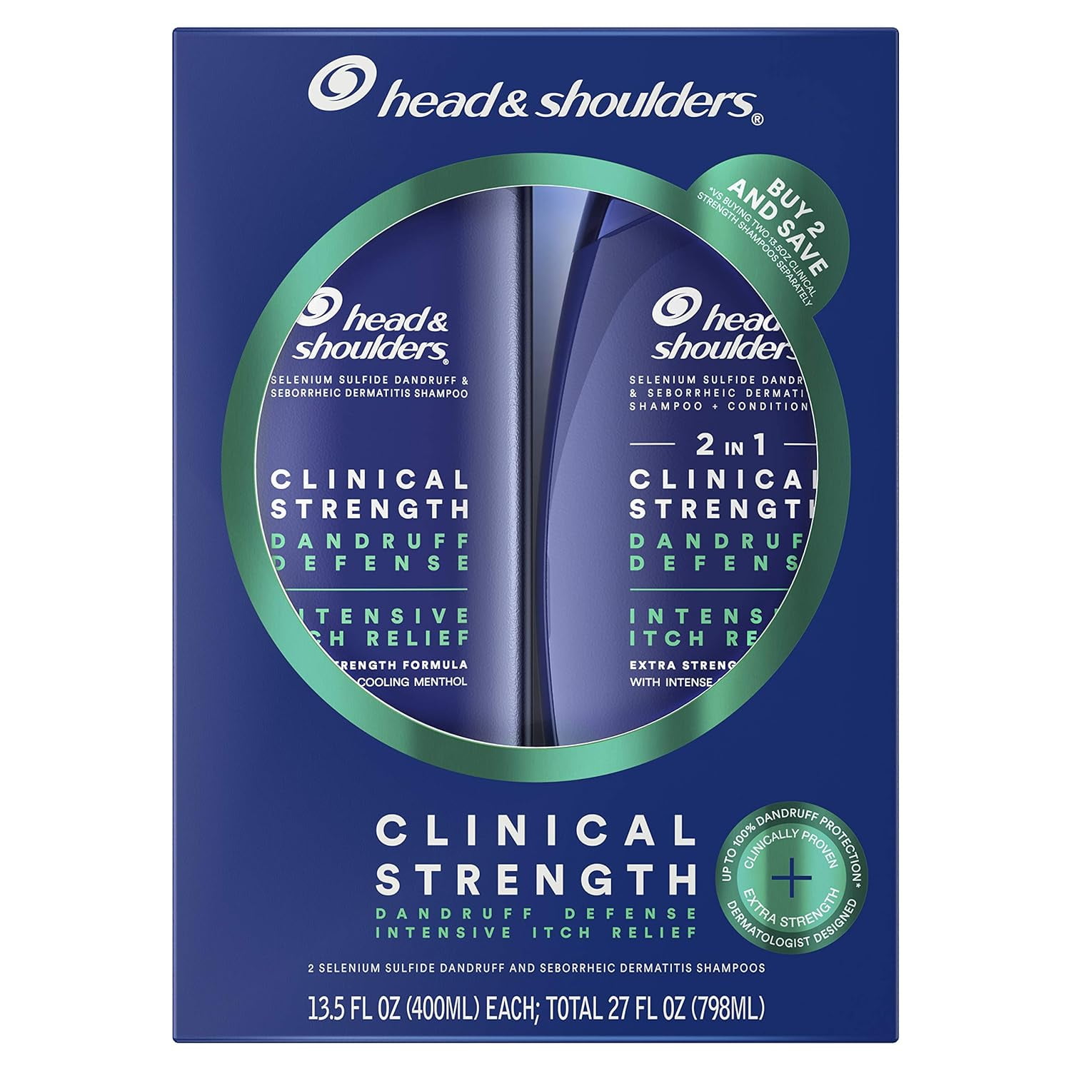 Head and Shoulders Dandruff Shampoo, Clinical Dry Scalp, 13.5 oz, 2 Pk