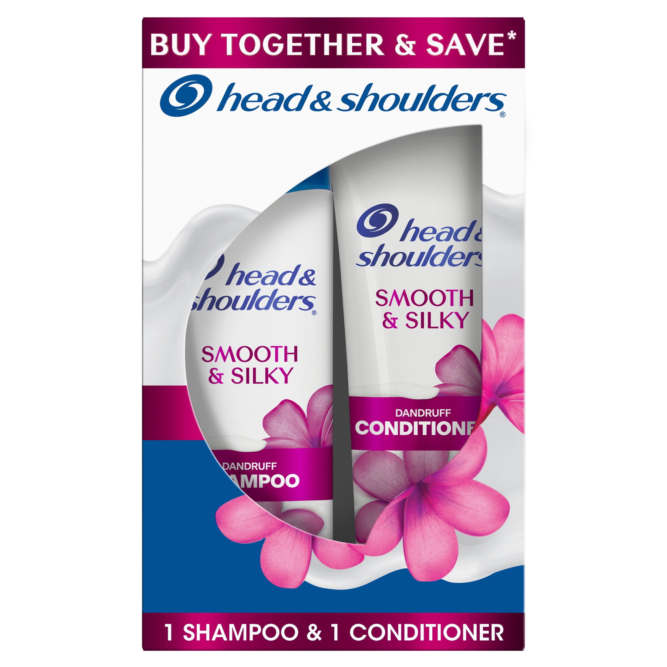 Head and Shoulders Paraben Free Smooth and Silky Shampoo and Conditioner Dual Pack, 12.5 oz shampoo + 10.6 oz conditioner
