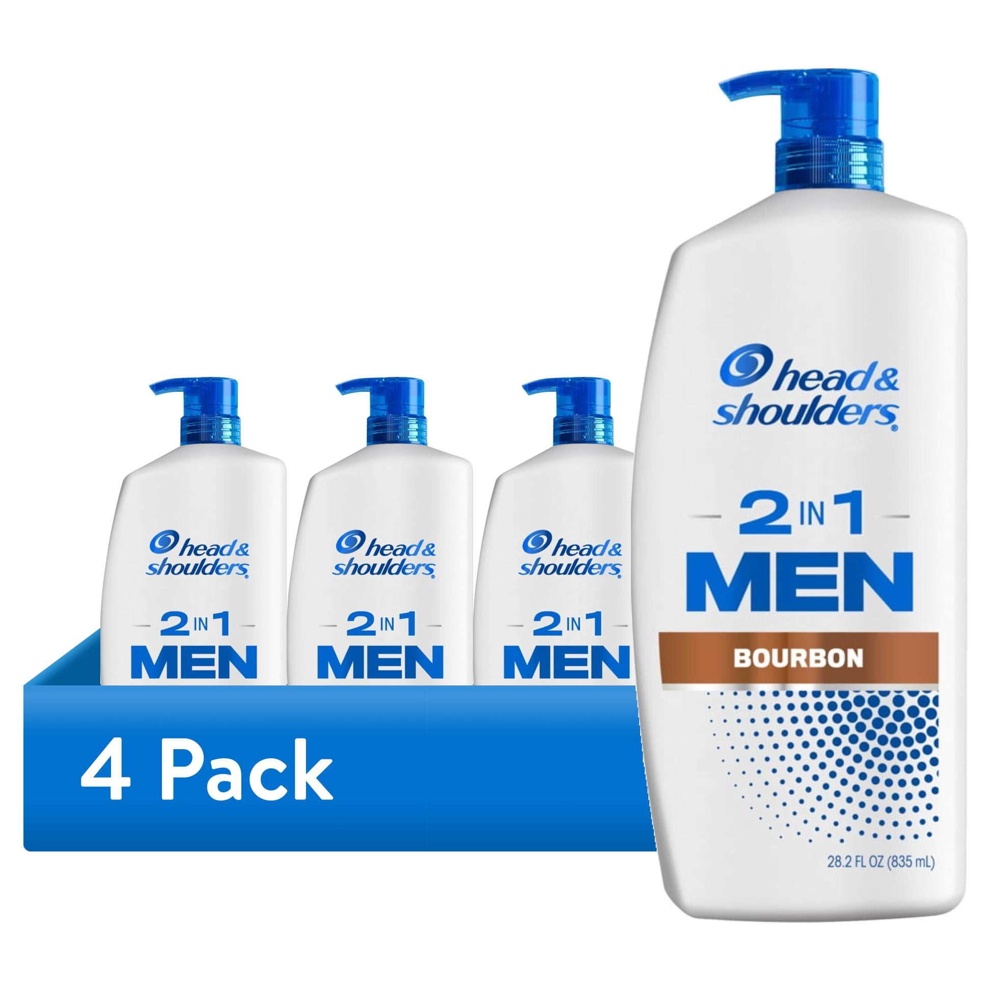(4 pack) Head and Shoulders Dandruff Mens 2 in 1 Shampoo and Conditioner, Bourbon, 28.2 fl oz