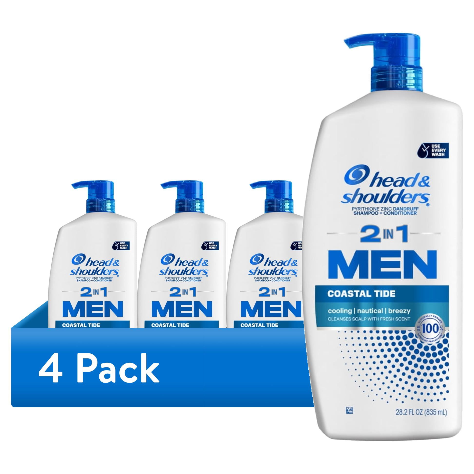4 pack) Head and Shoulders Dandruff Mens 2 in 1 Shampoo and