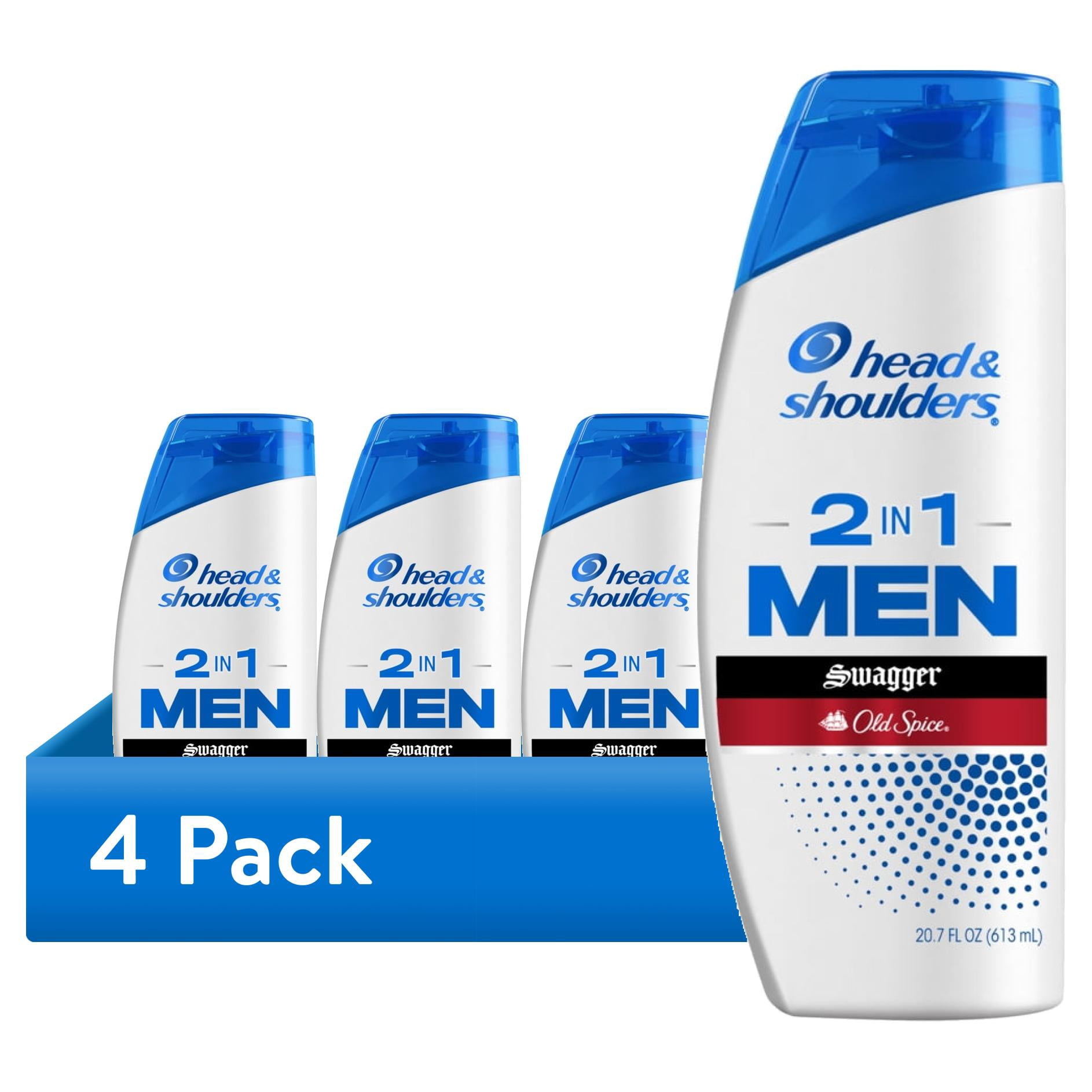(4 pack) Head and Shoulders Mens 2 in 1 Dandruff Shampoo and Conditioner, Old Spice Swagger, 20.7 oz