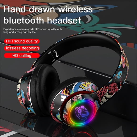 Head-mounte Bluetooth Headphones, Intelligent wireless Bluetooth headset, Over Ear Stereo Wireless Headset - LED Illuminated,Built-in Microphone,Suitable for Music, Workouts, and Gaming.