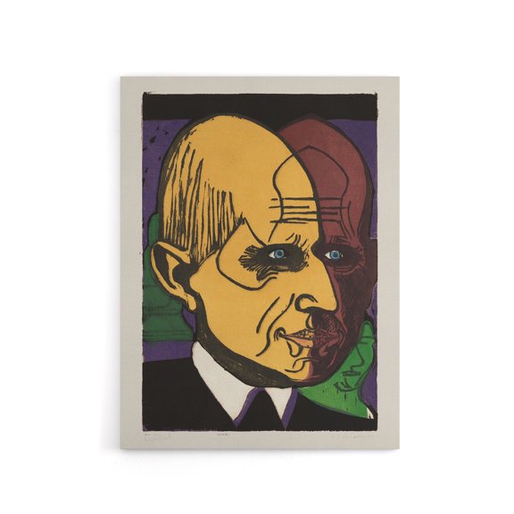 Head of Dr Bauer Colourful Portrait Kirchner Canvas Wall Art 24x32"
