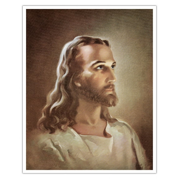 Head of Jesus Christ - Vintage Religious Art by Walter Sallman c.1941 - Fine Art Matte Paper Print (Unframed) 16x20in