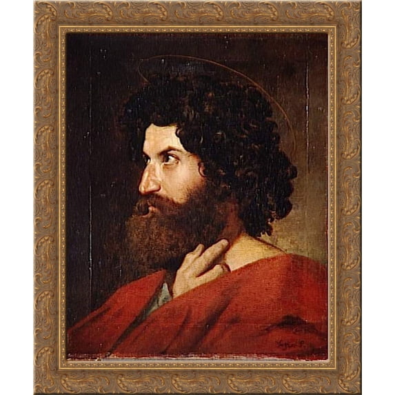 Head of St. Matthew 24x20 Gold Ornate Wood Framed Canvas Art by Jean Auguste Dominique Ingres