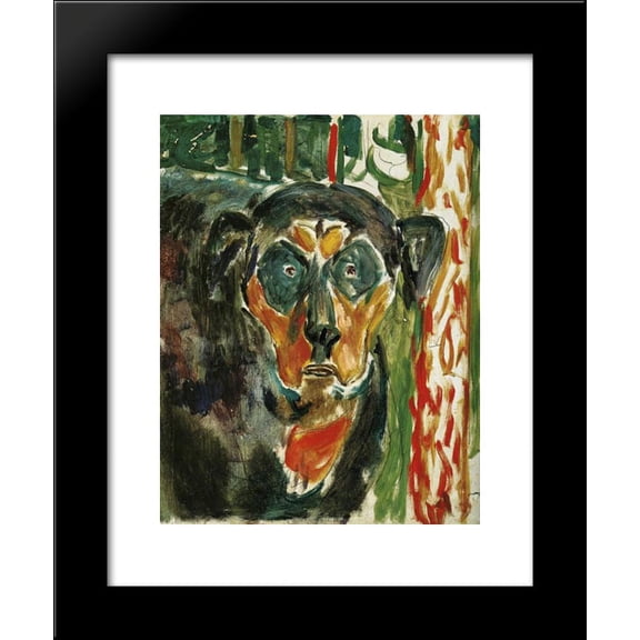Head of a Dog 20x24 Framed Art Print by Munch, Edvard
