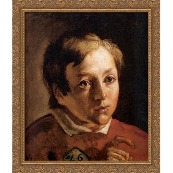 Head of a Page Boy 28x32 Large Gold Ornate Wood Framed Canvas Art by Ford Madox Brown