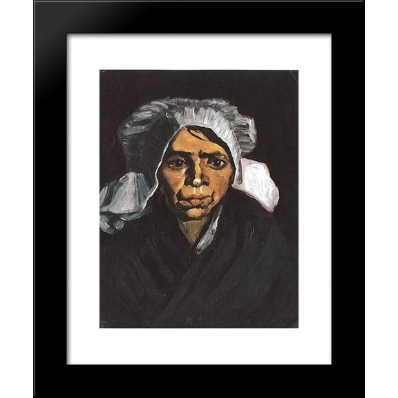Head of a Peasant Woman with White Cap 20x24 Framed Art Print by Vincent van Gogh